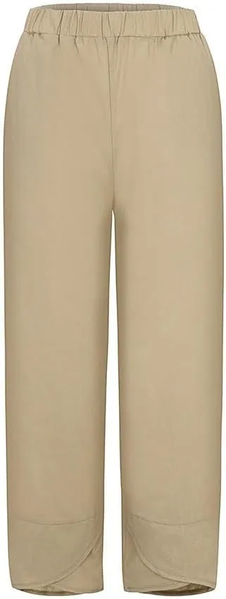 Women Sweatpants Summer Pants High Casual Waist Long Solid Cotton High Waist Loose Capri Pants Trousers with Pockets