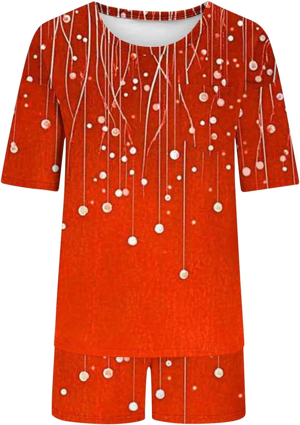 Women's 2 Piece Pajama Set Lounge Set 2025 Fashion Print Short Sleeve Tops And Shorts Soft Comfy Pjs Summer Sleepwear