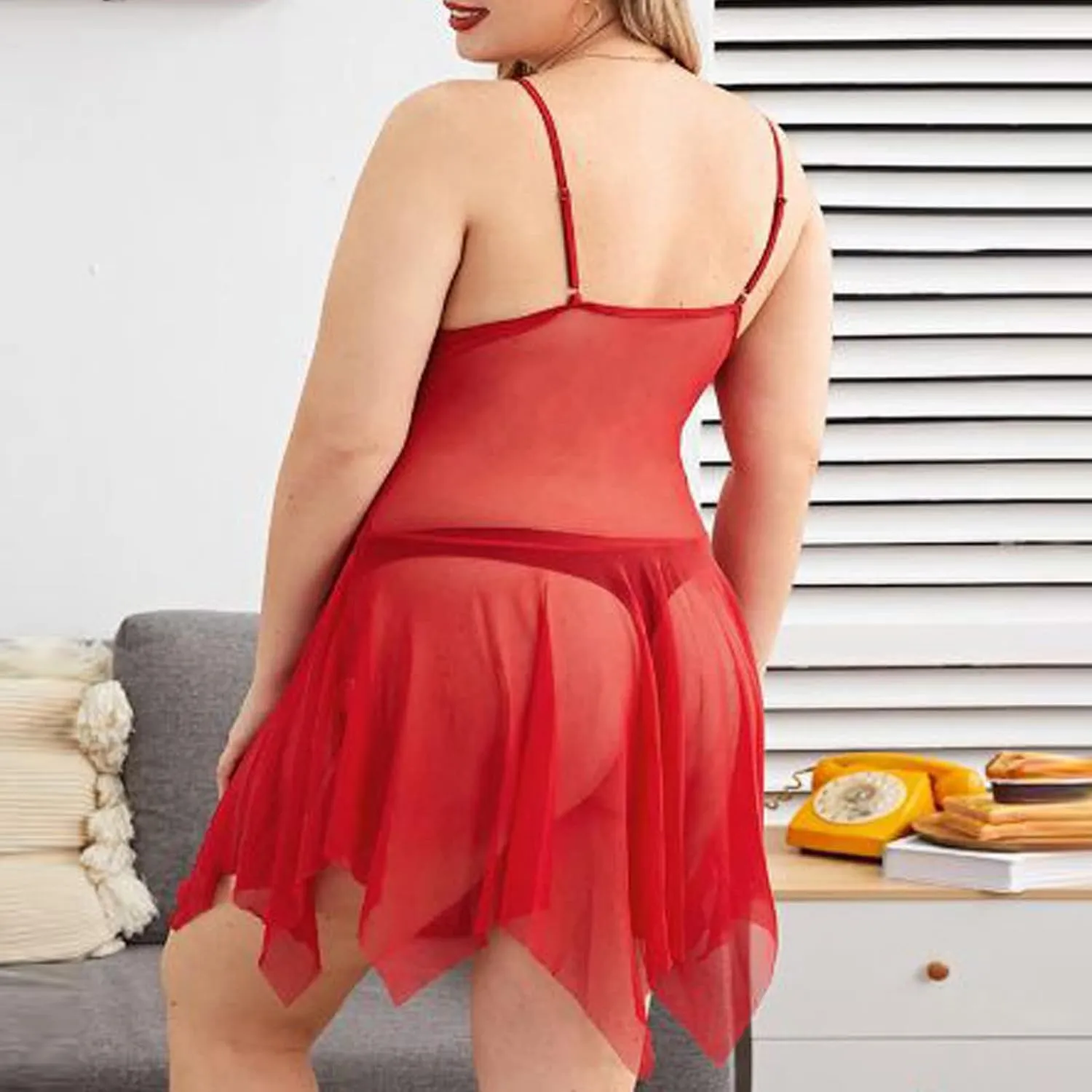 Women's Babydoll Exotic Lingerie Set Slutty Christmas Nightie Chemise Romper Strapless Sexy Lace Nightwear Mesh Dress