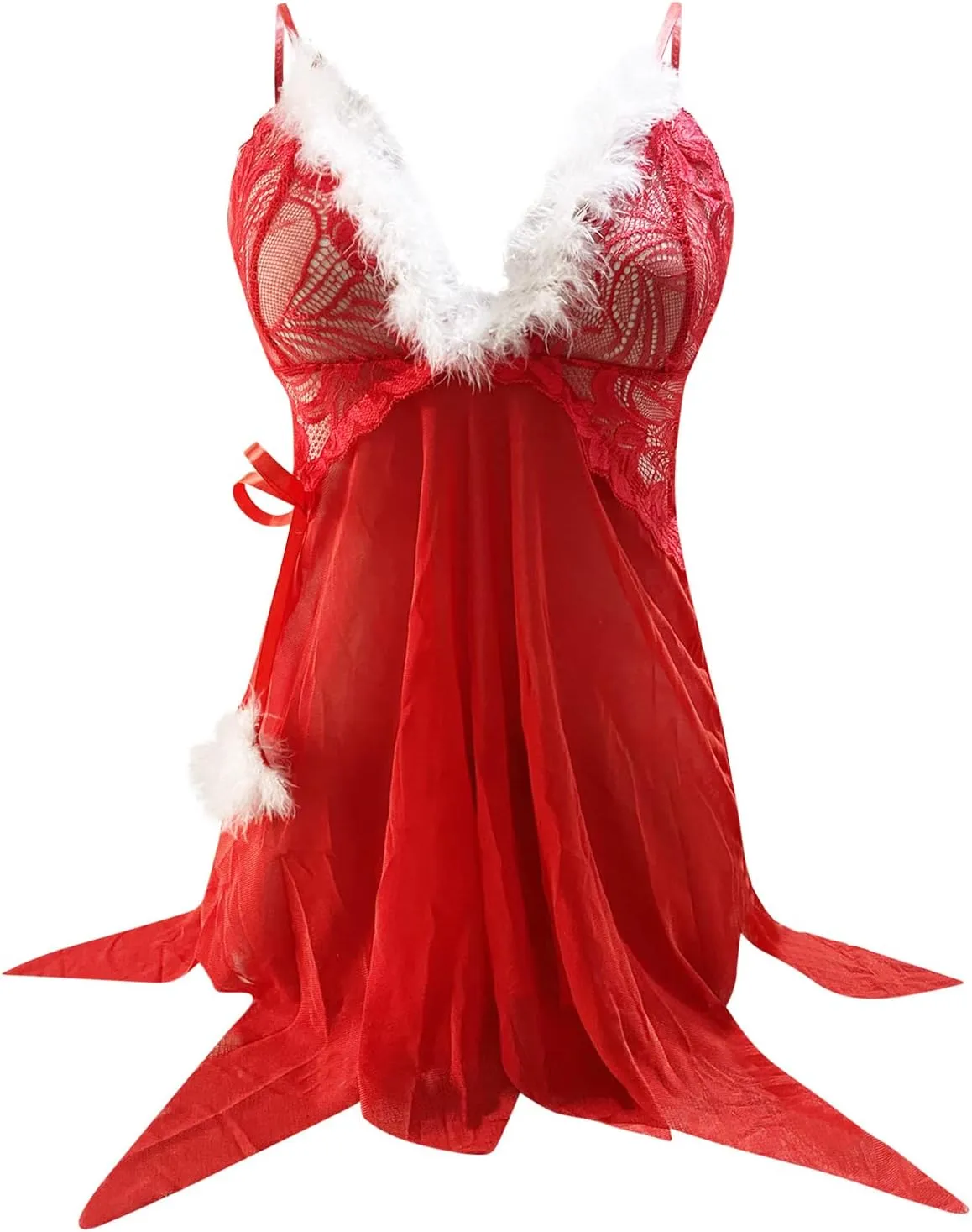 Womens Babydoll Nightie Lingerie Slutty Christmas Womens Sexy Lingerie Set for Sex One Piece Strapless Lace Sleepwear