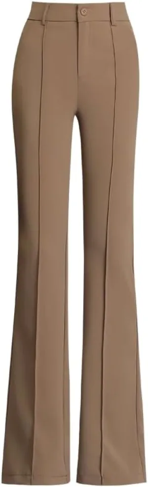 Women's Black Flared Dress Pants, High Waisted, Stretchy