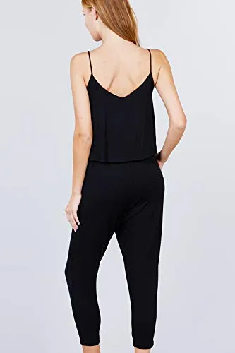 Women's Cami Layered Capri Knit Jumpsuit