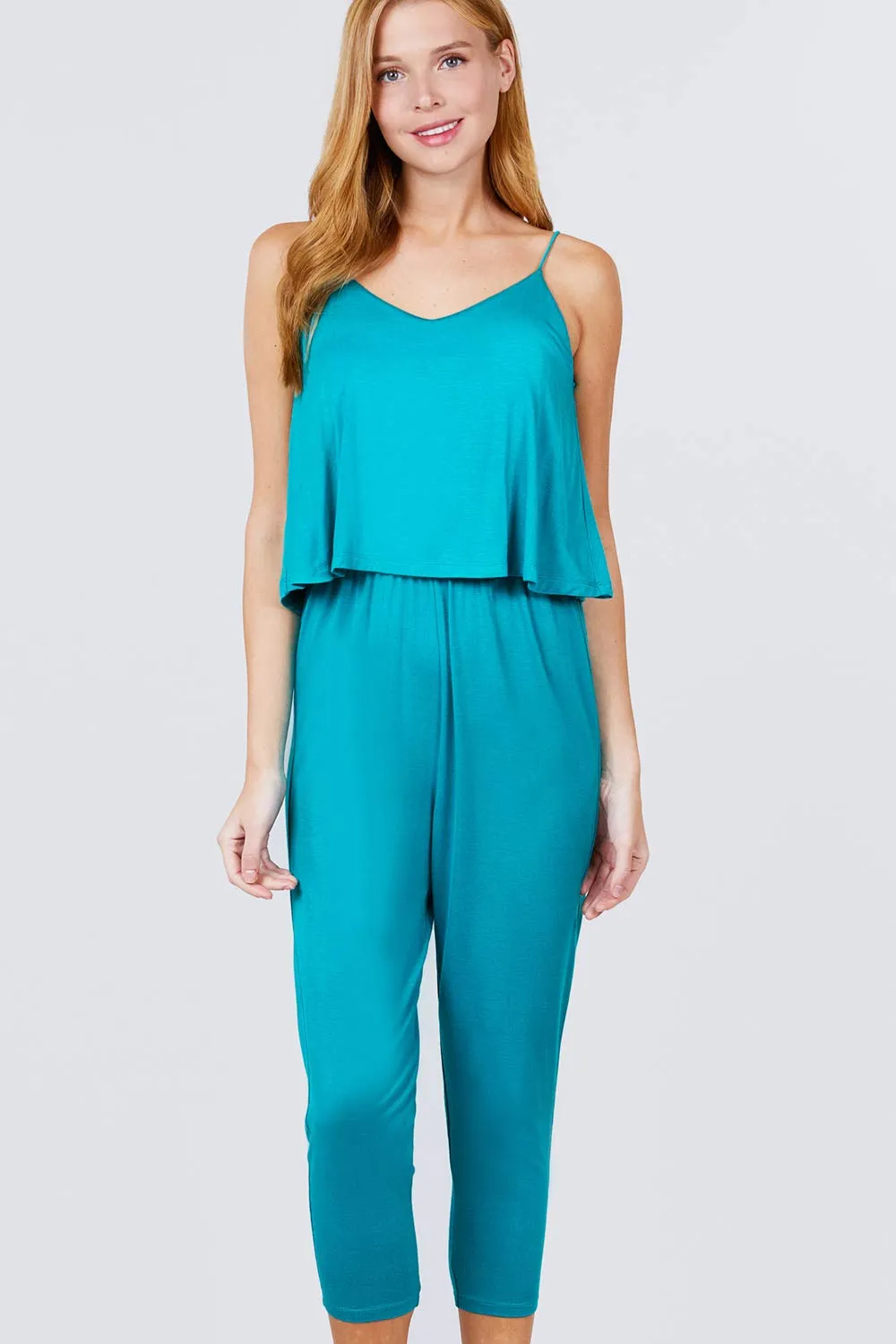 Women's Cami Layered Capri Knit Jumpsuit