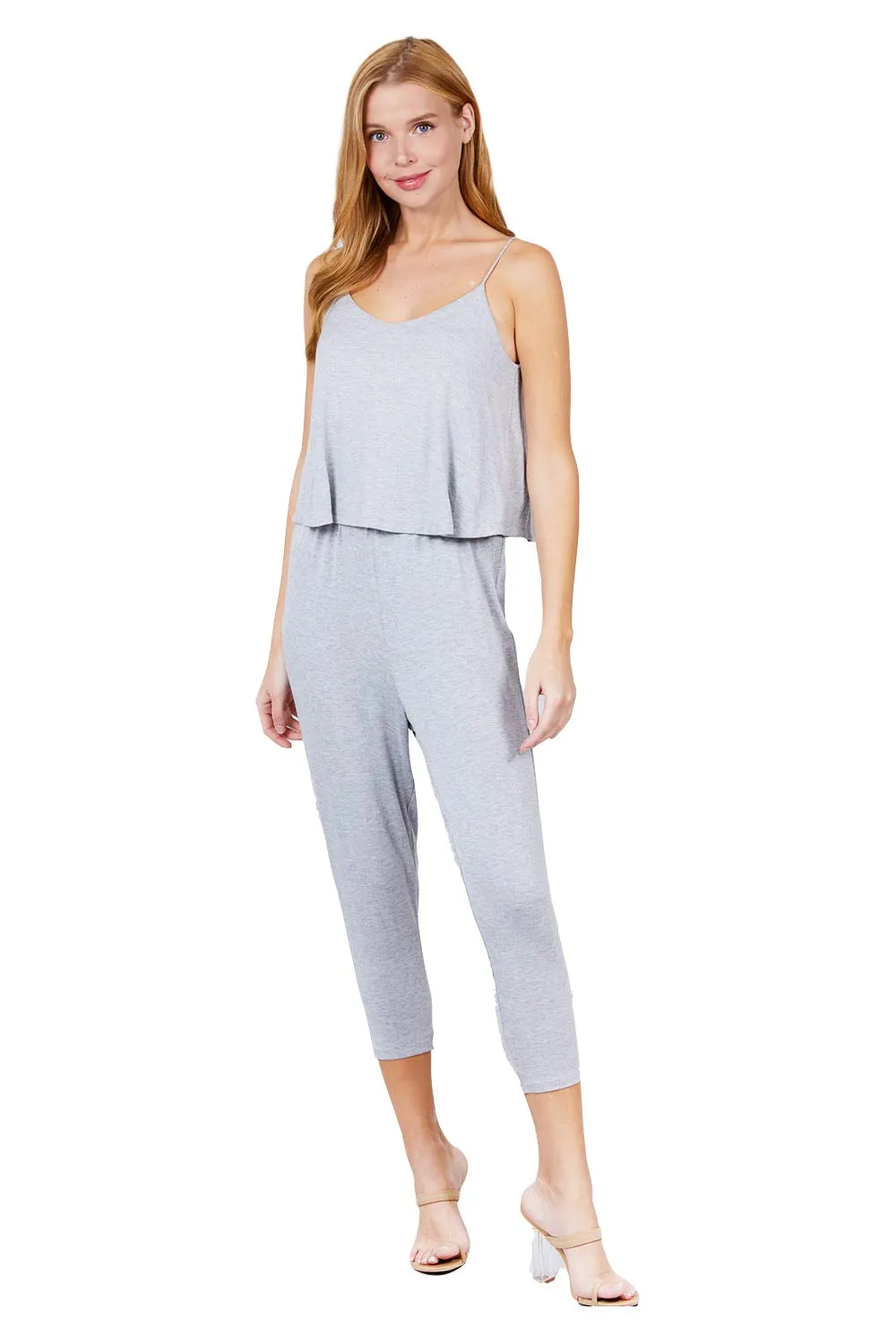 Women's Cami Layered Capri Knit Jumpsuit