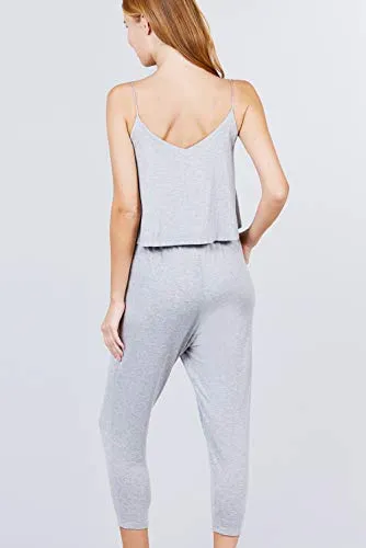 Women's Cami Layered Capri Knit Jumpsuit