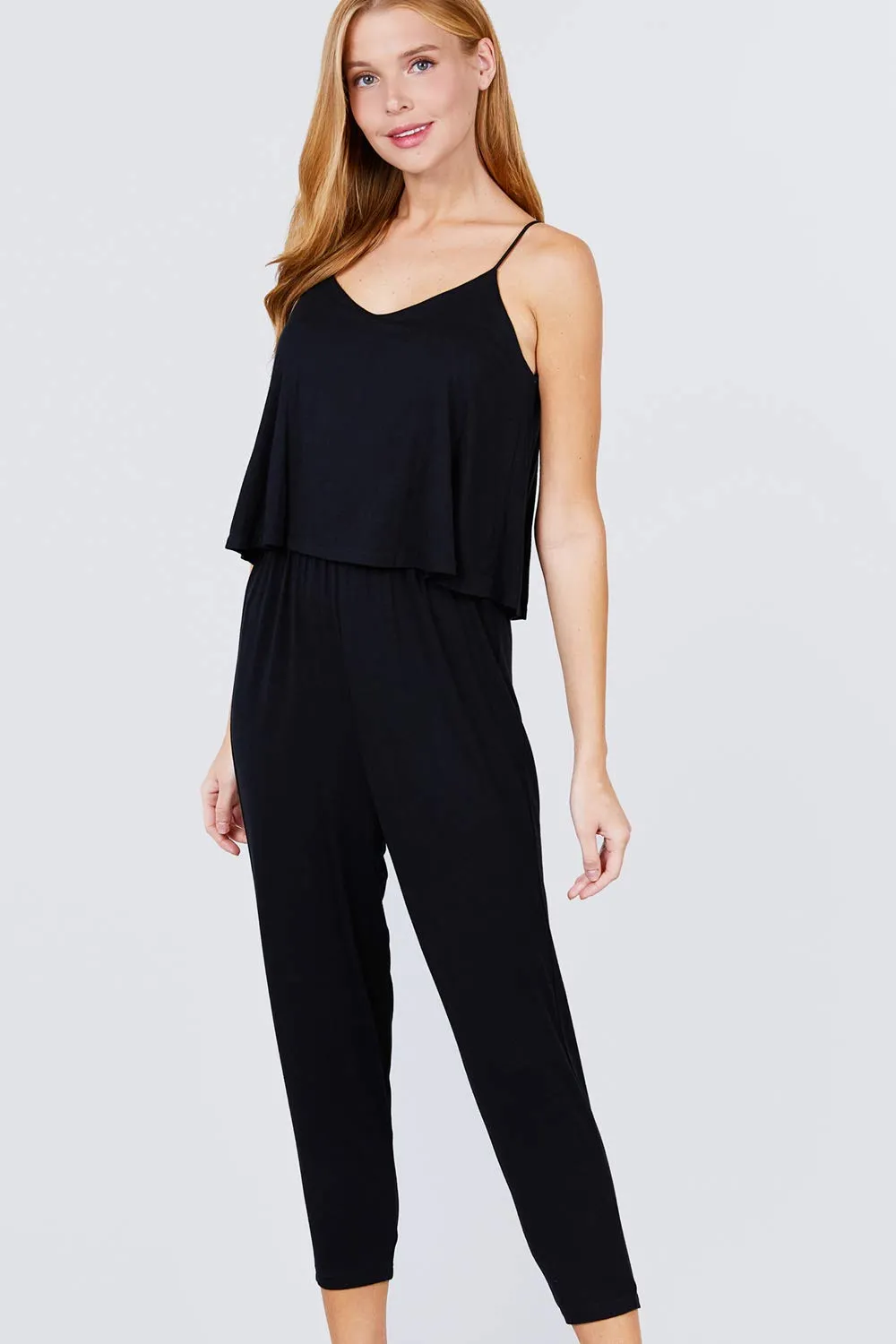 Women's Cami Layered Capri Knit Jumpsuit