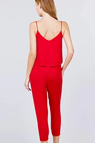 Women's Cami Layered Capri Knit Jumpsuit