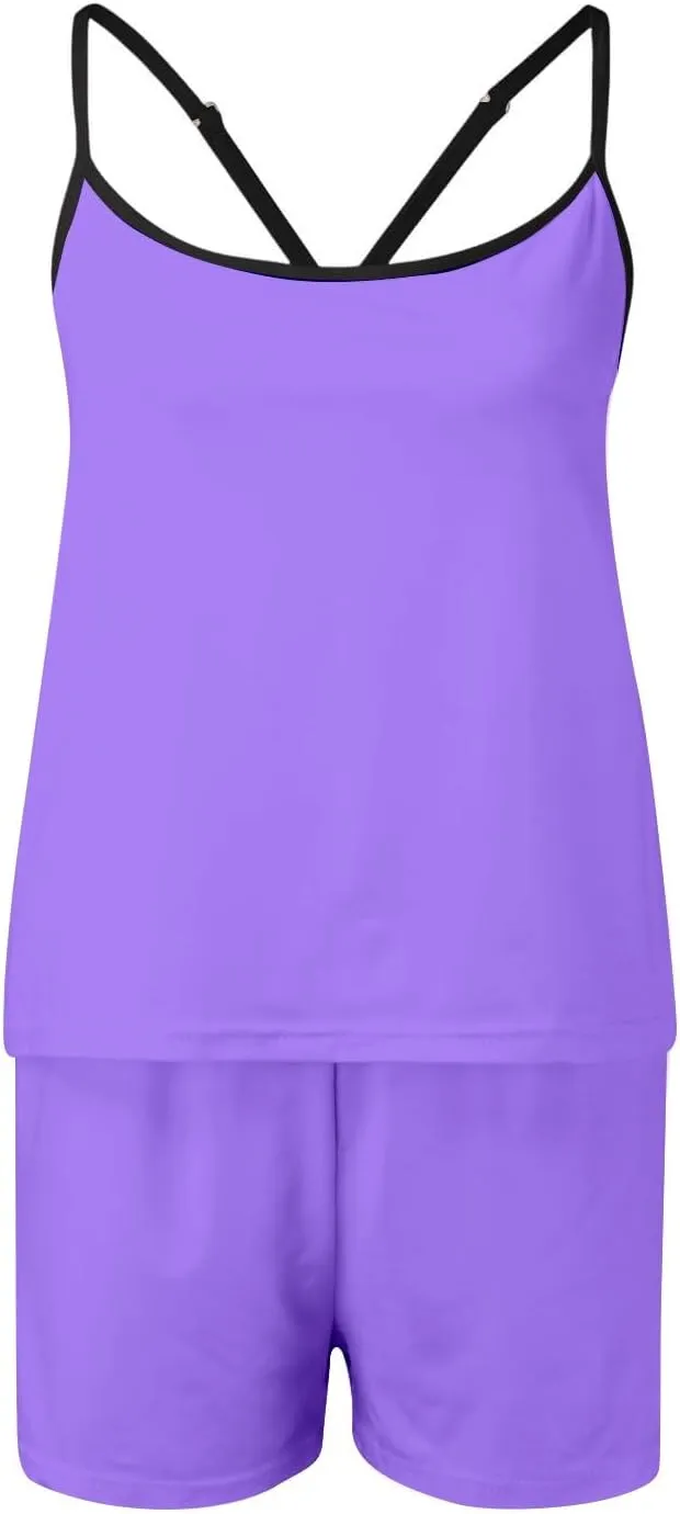 Womens Cami Pajama Sets Cute Cami Tops Shorts 2 Piece Camisoles Pj Set Sleepwear Lounge Ladies Comfy Loungewear