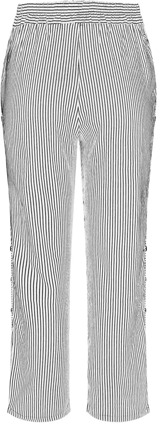 Womens Casual Linen High Waist Pants Elastic Waist Trouser Wide Leg High Waist Adjustable Knot Loose Casual Trousers