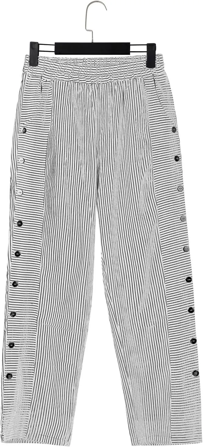 Womens Casual Linen High Waist Pants Elastic Waist Trouser Wide Leg High Waist Adjustable Knot Loose Casual Trousers