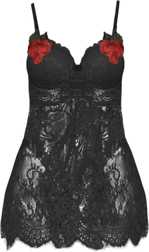 Women's Chemise Lingerie Set for Women Embroidered Lace Babydoll Nightie Color Block Mesh Sexy Dress Sheer Slip Dress