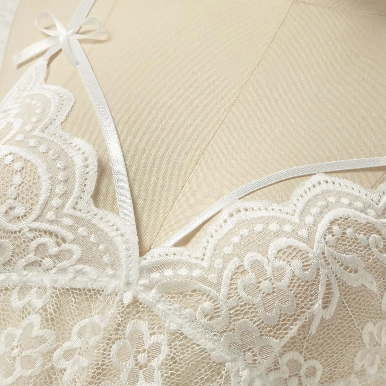 Womens Chemise Lingerie Set for Women Embroidered Lace Nightie Babydoll Sexy Mesh Exotic Nightgown Sheer Dress Kinky
