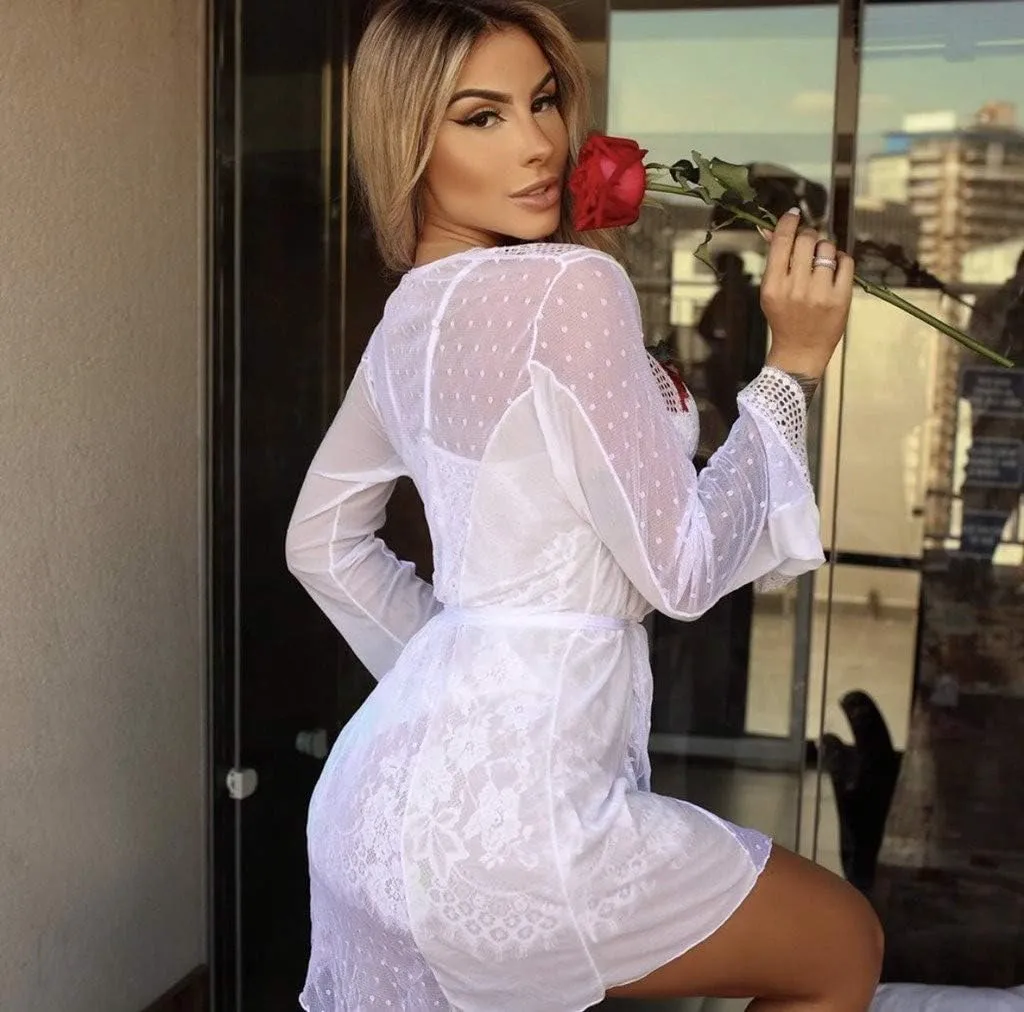Womens Chemise Lingerie Sets for Women Embroidered Lace Babydoll Nightie Color Block Mesh for Sex Play Nightgown Sexy