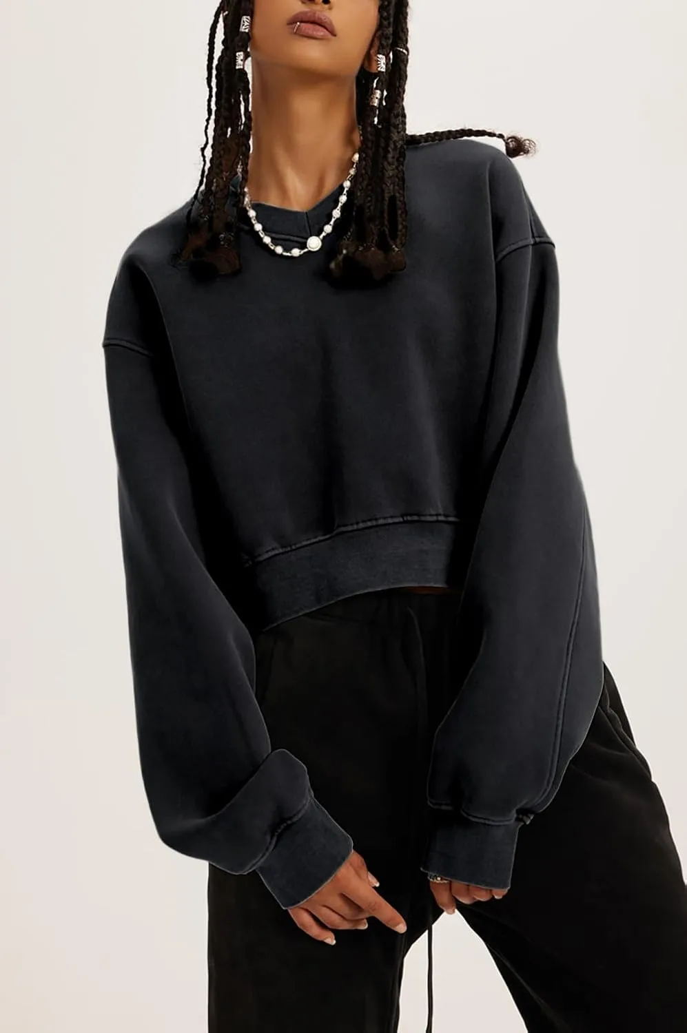 Womens Cropped Sweatshirt Athletic Cropped Essentials Hoodie Sweatshirts For Women Long Sleeves