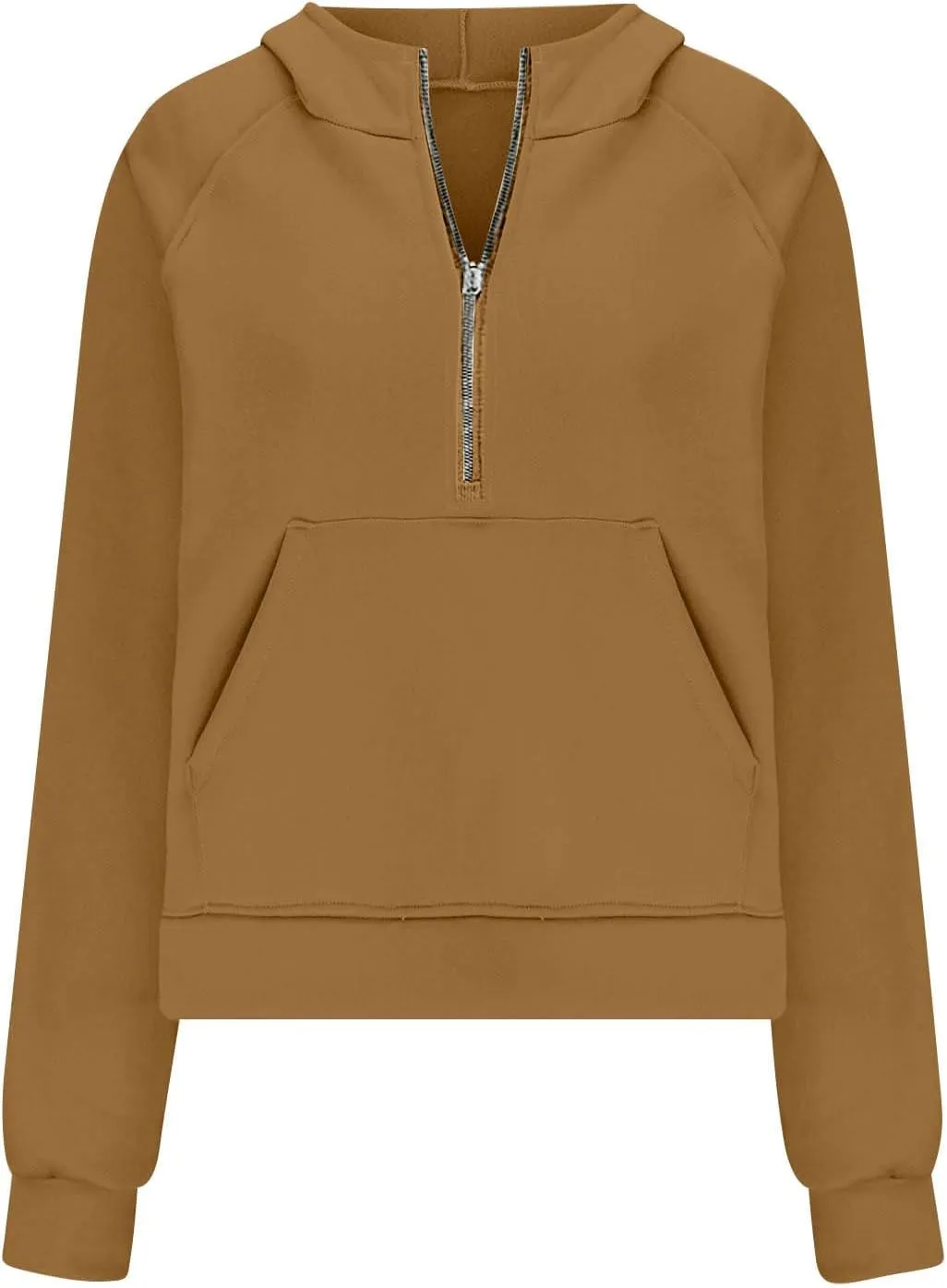 Womens Fleece Lined Oversized Sweatshirts Half Zip Cropped Hoodies Pullover Long Sleeve Crop Tops Sweater with Pocket