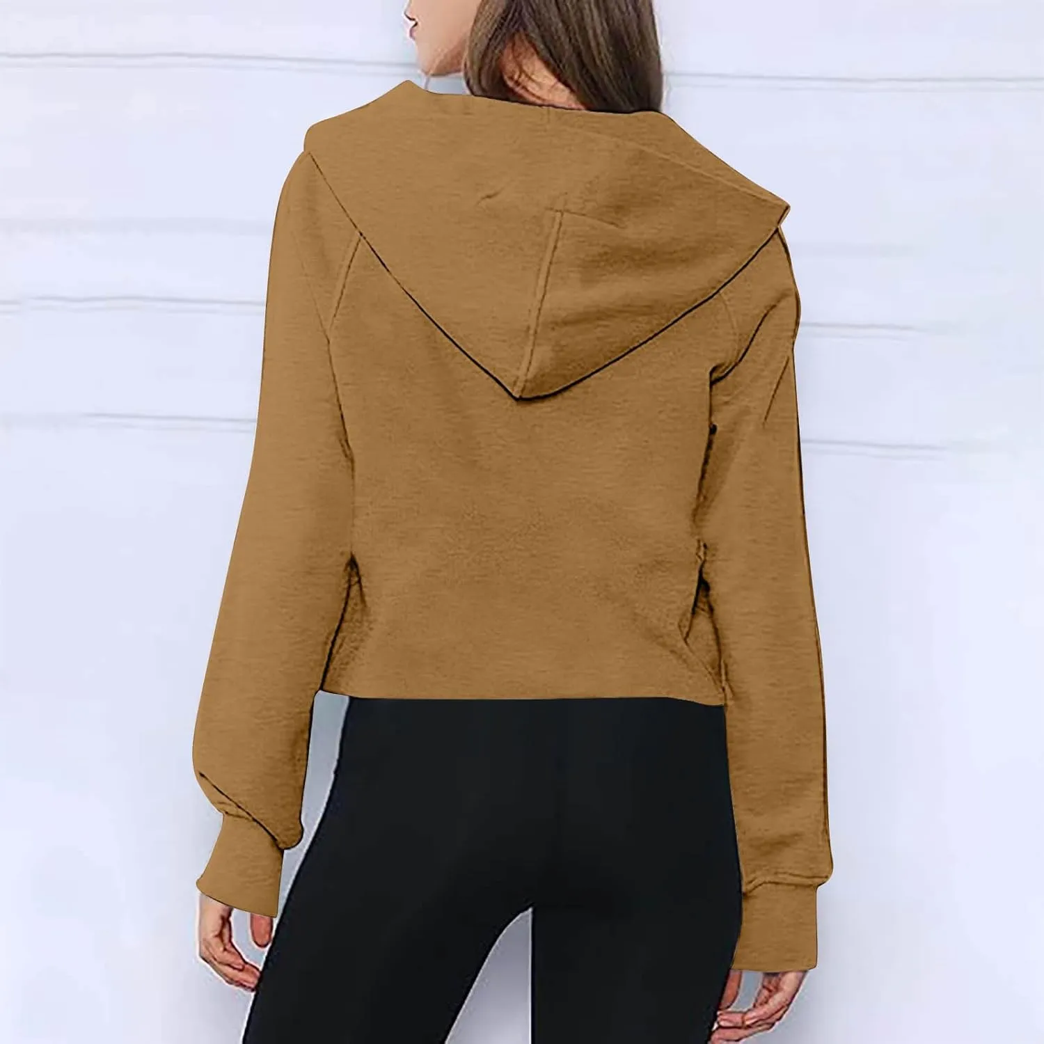 Womens Fleece Lined Oversized Sweatshirts Half Zip Cropped Hoodies Pullover Long Sleeve Crop Tops Sweater with Pocket