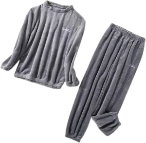 Women's Fuzzy Fleece Pajama Set 2 Piece Cute Lightweight Lounge Set Thick Warm Loose Fit Cozy Winter Loungewear