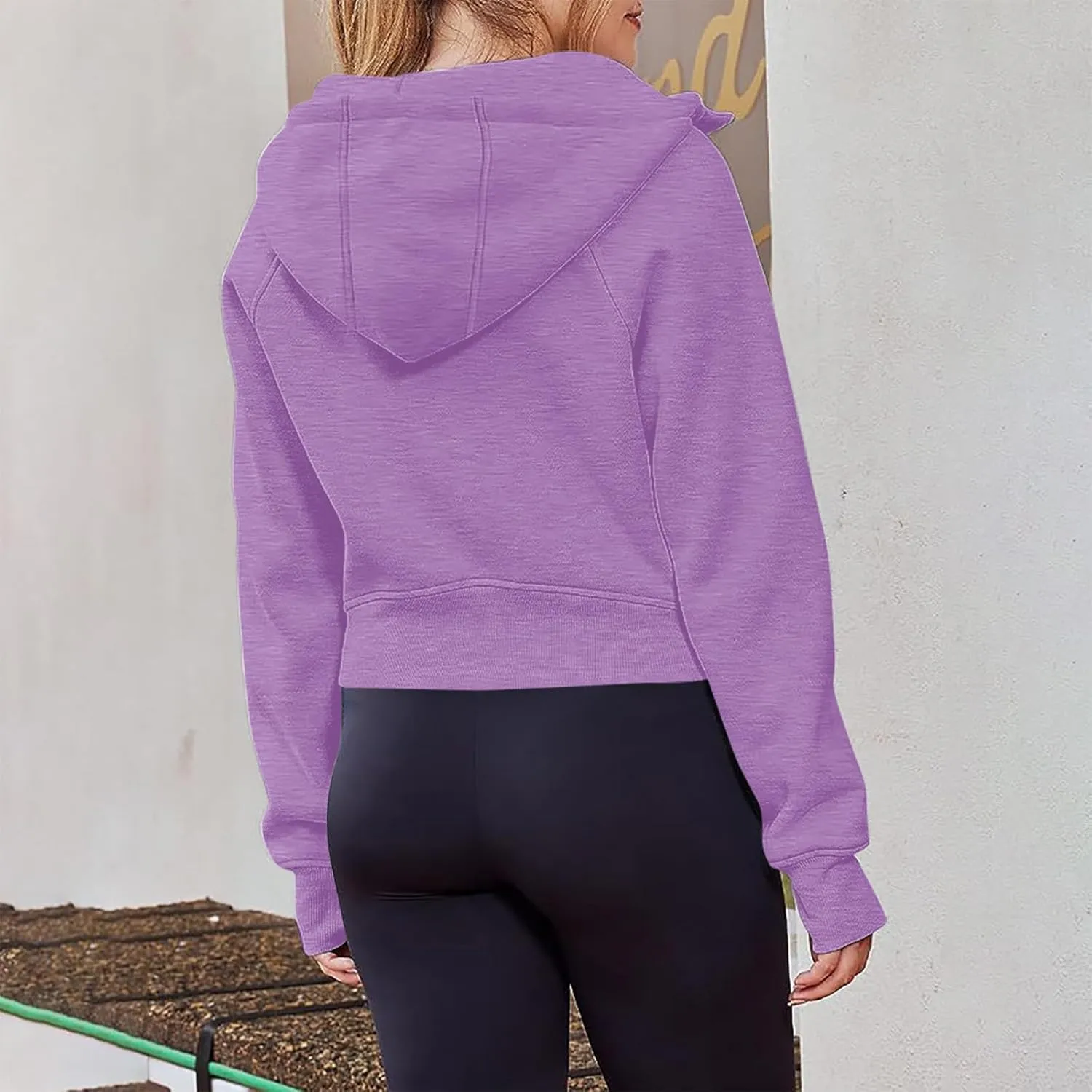 Womens Hoodies Oversized Sweatshirts Long Sleeve Crop Top Casual Fall Fashion Jacket Hooded Fleece Cropped Y2k Clothes