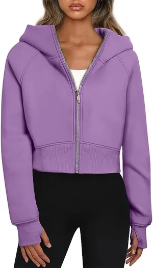 Womens Hoodies Oversized Sweatshirts Long Sleeve Crop Top Casual Fall Fashion Jacket Hooded Fleece Cropped Y2k Clothes