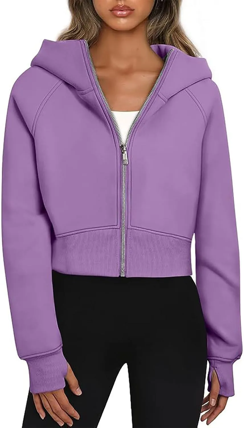 Womens Hoodies Oversized Sweatshirts Long Sleeve Crop Top Casual Fall Fashion Jacket Hooded Fleece Cropped Y2k Clothes