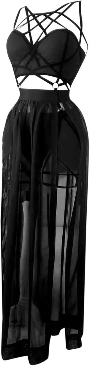 Women's Lace Babydoll Lingerie Set,Sheer Mesh with G-String,Perfect for Special Occasions