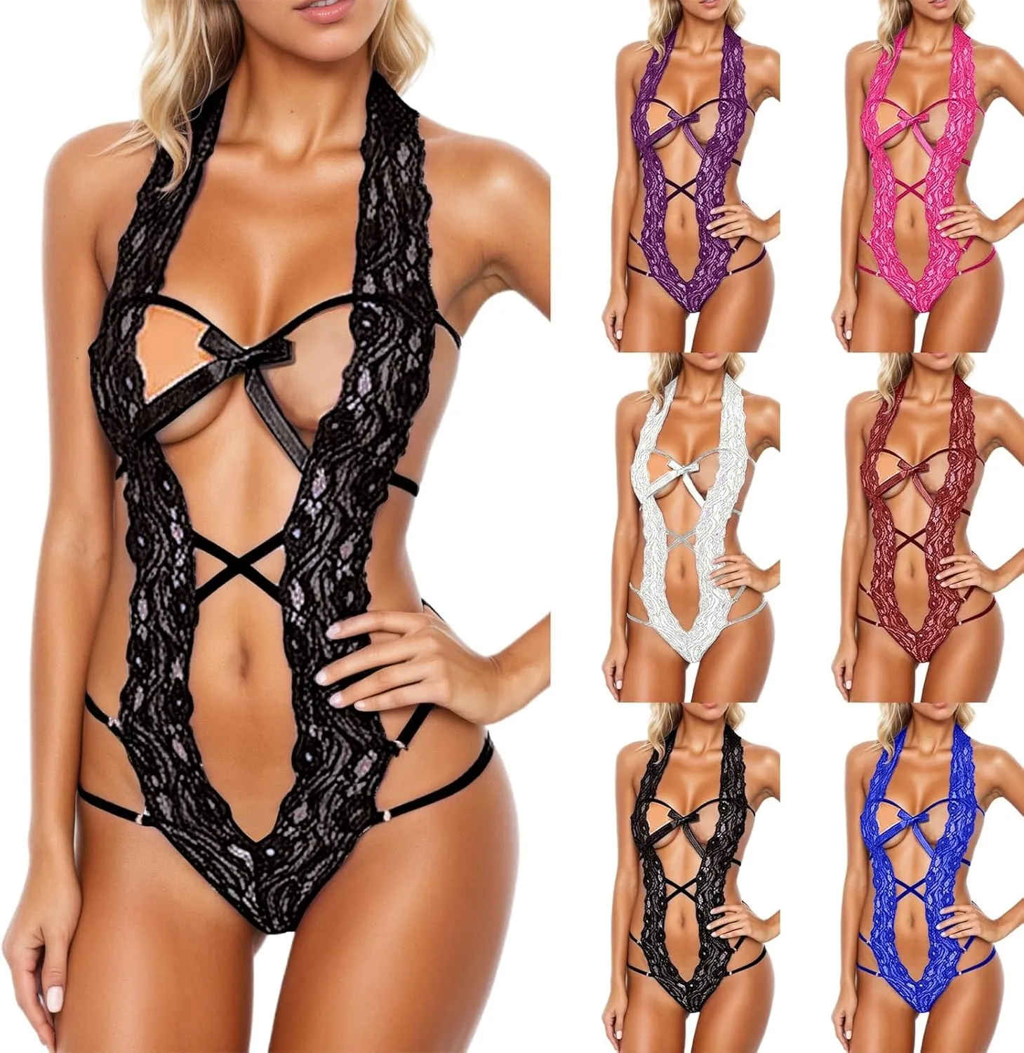 Women's Lace Trim Lingerie Set Sexy Comfortable Loungewear Wireless Lingerie Set Sheer Mesh Bra and Panty Sets