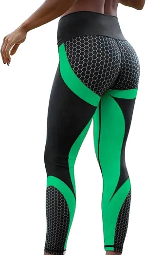 Womens Leggings Tummy Yoga Workout Leggings Pants Women's Tummy Waist Print High Pants Cotton Capri Leggings for