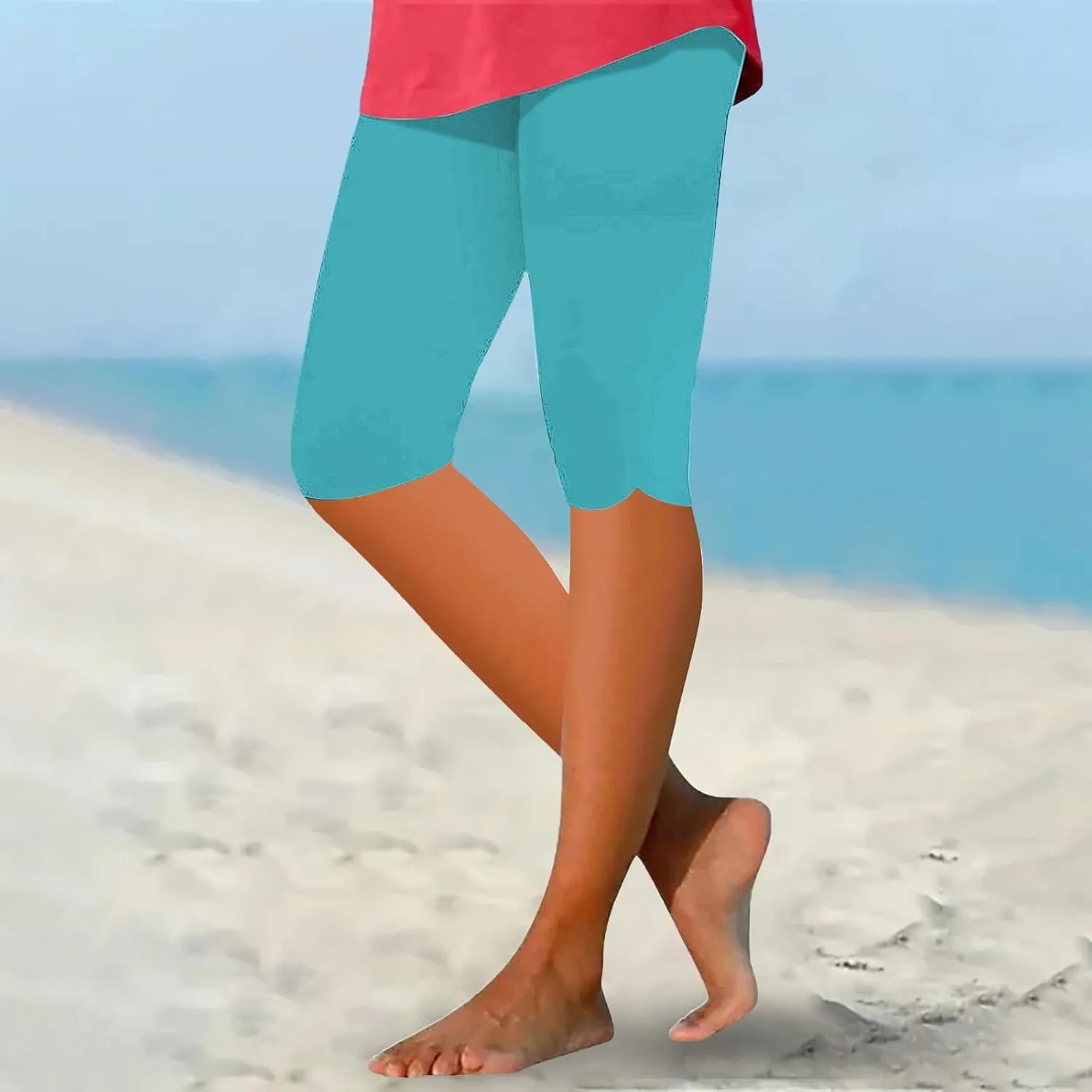 Womens Leggings with Pocket Length Capri Leggings Summer Cropped Pants Casual Solid Comfy Capris Womens Leggings