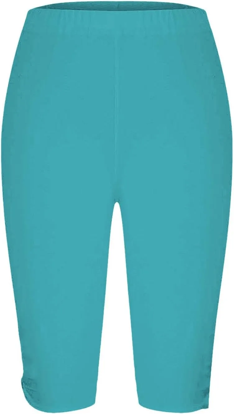 Womens Leggings with Pocket Length Capri Leggings Summer Cropped Pants Casual Solid Comfy Capris Womens Leggings