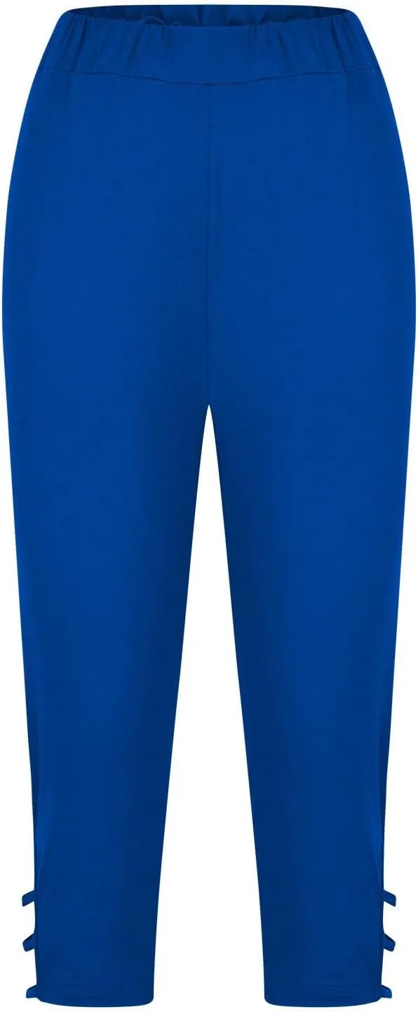 Womens Leggings with Pocket Length Capri Leggings Summer Cropped Pants Casual Solid Comfy Capris Womens Leggings