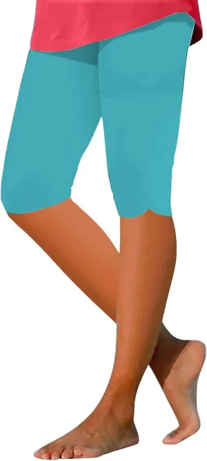 Womens Leggings with Pocket Length Capri Leggings Summer Cropped Pants Casual Solid Comfy Capris Womens Leggings
