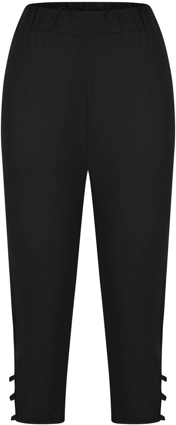 Womens Leggings with Pocket Length Capri Leggings Summer Cropped Pants Casual Solid Comfy Capris Womens Leggings