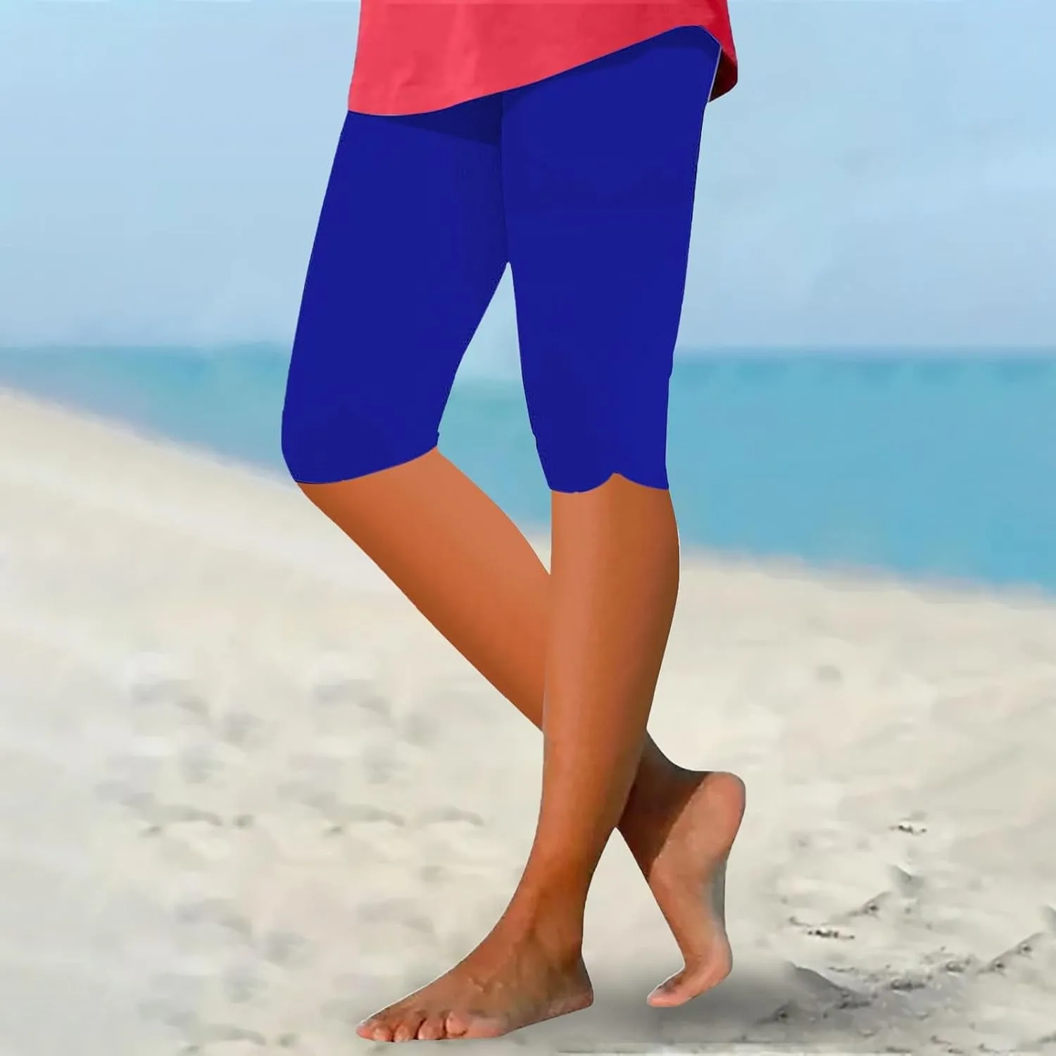 Womens Leggings with Pocket Length Capri Leggings Summer Cropped Pants Casual Solid Comfy Capris Womens Leggings