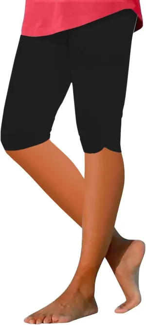 Womens Leggings with Pocket Length Capri Leggings Summer Cropped Pants Casual Solid Comfy Capris Womens Leggings