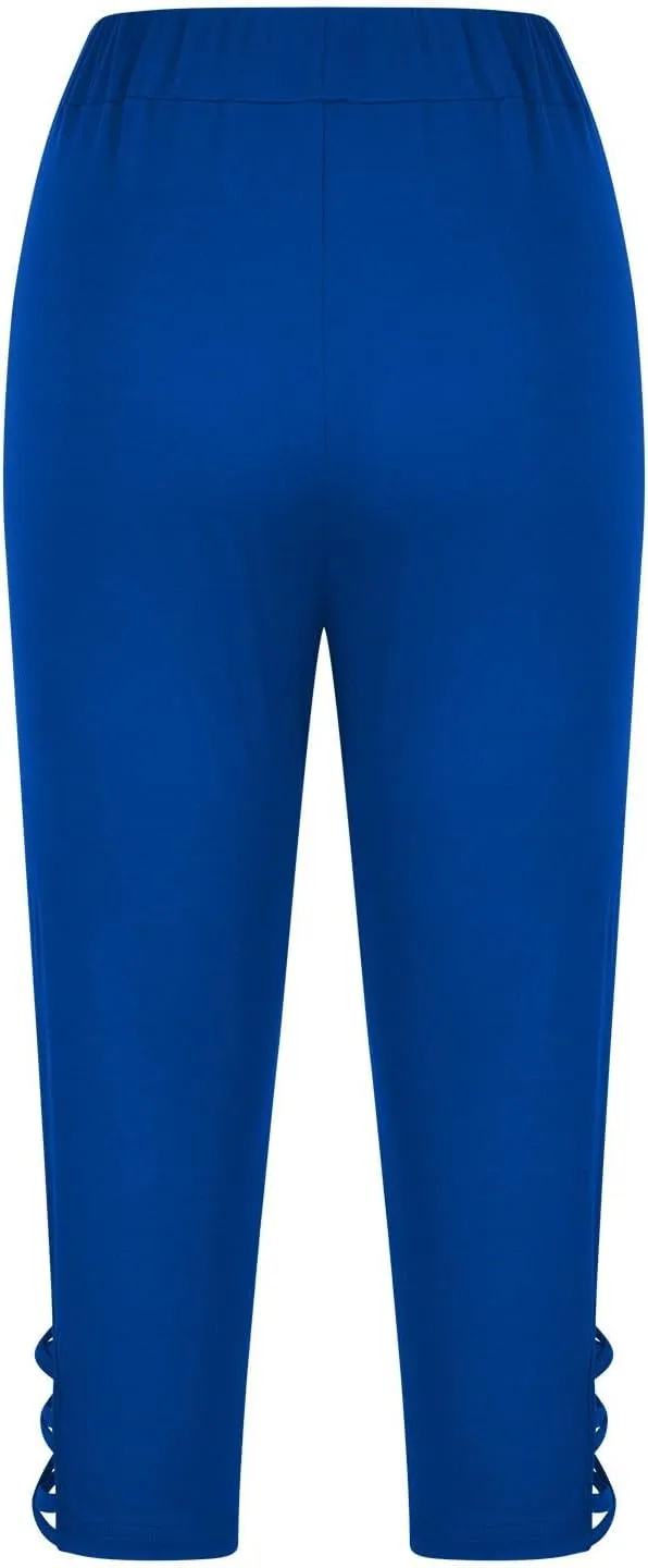 Womens Leggings with Pocket Length Capri Leggings Summer Cropped Pants Casual Solid Comfy Capris Womens Leggings