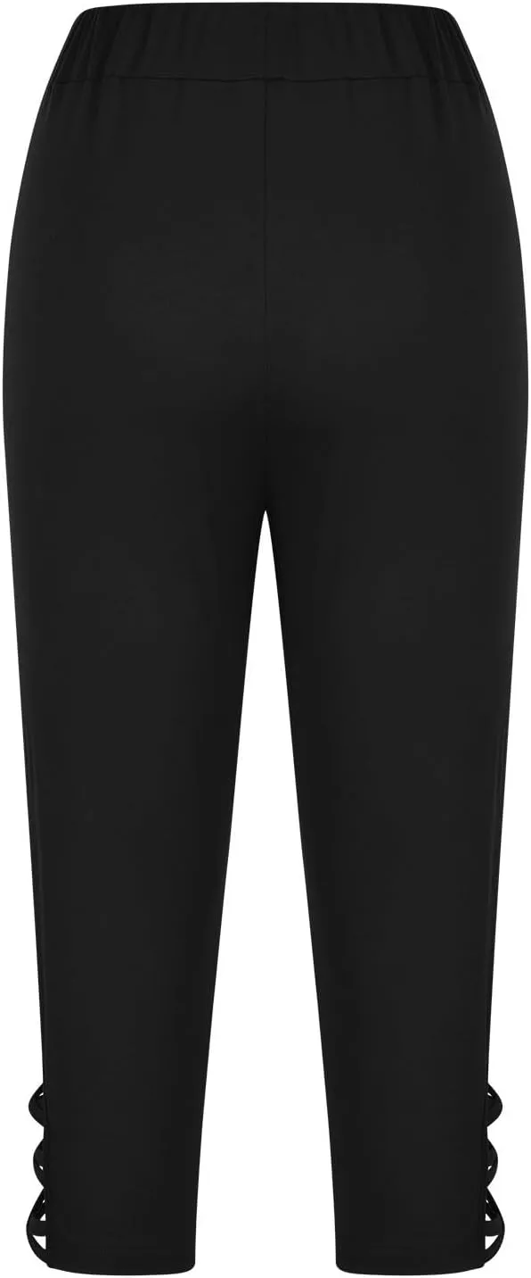 Womens Leggings with Pocket Length Capri Leggings Summer Cropped Pants Casual Solid Comfy Capris Womens Leggings