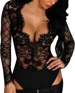 Women's Lingerie Mesh Lingerie Sexy Lace Bodysuit