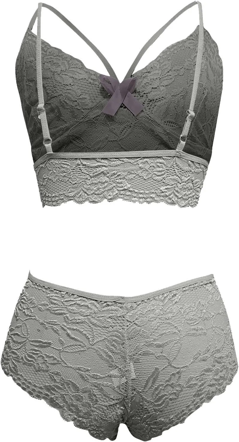 Women's Lingerie Set Women's Sheer Mesh Lingerie Set,Lace Babydoll with Matching Thong,Elegant Nightwear