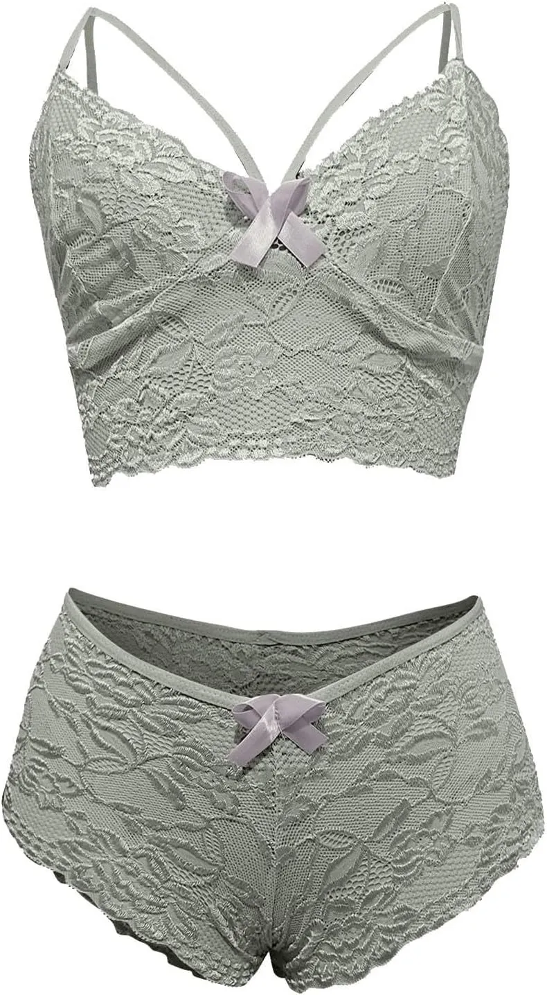 Women's Lingerie Set Women's Sheer Mesh Lingerie Set,Lace Babydoll with Matching Thong,Elegant Nightwear
