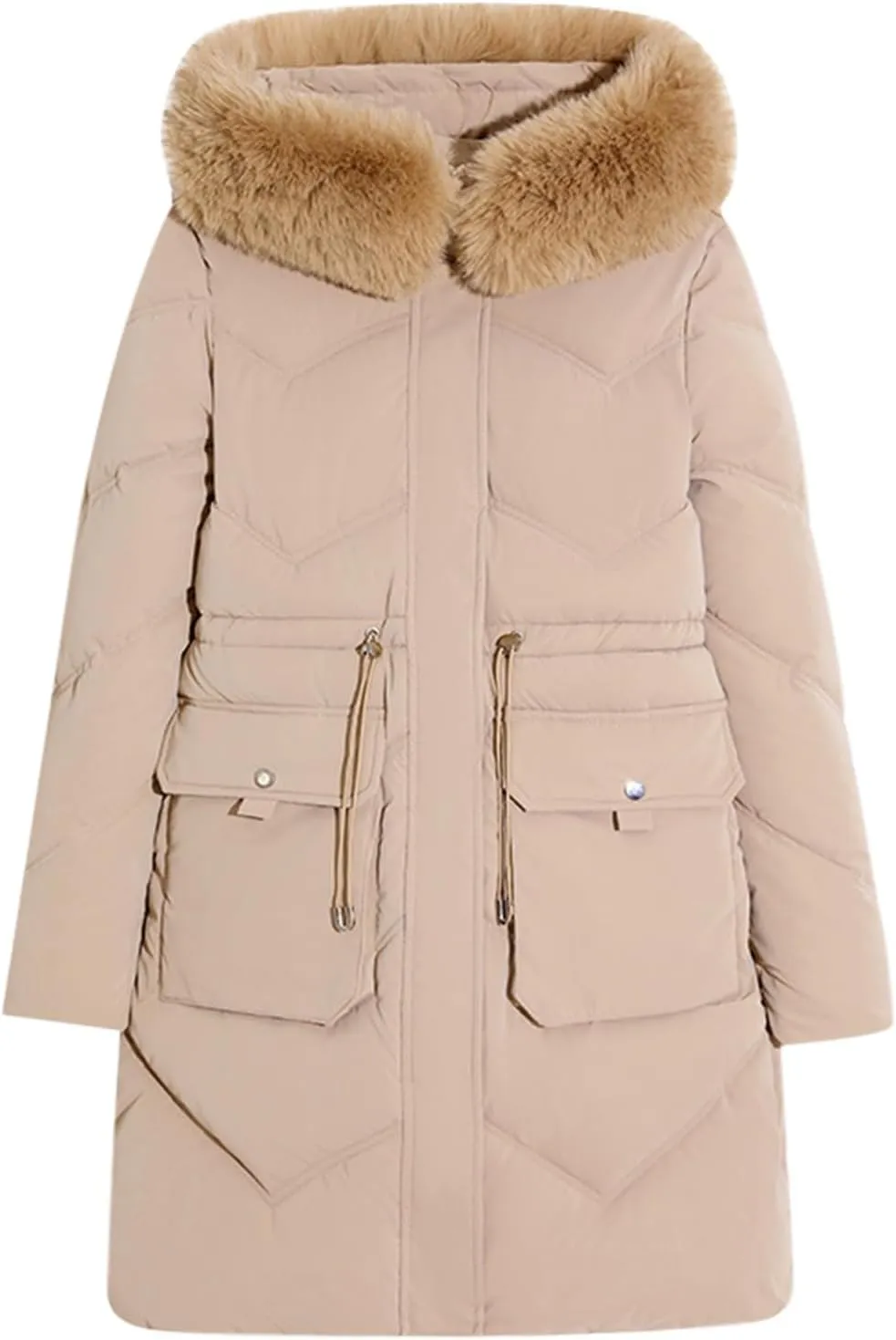 Womens Long Quilted Jackets Plus Size Thicken Winter Coats Hooded Lightweight Puffer Jackets Warm Down Coats Outerwear