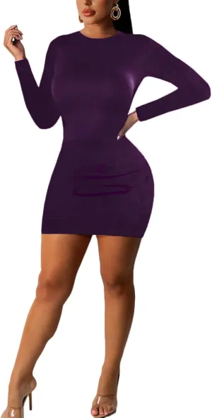 Women's Long Sleeve Bodycon Dress - Mini Spring Fall Club Party Fitted Tight Pencil Dresses