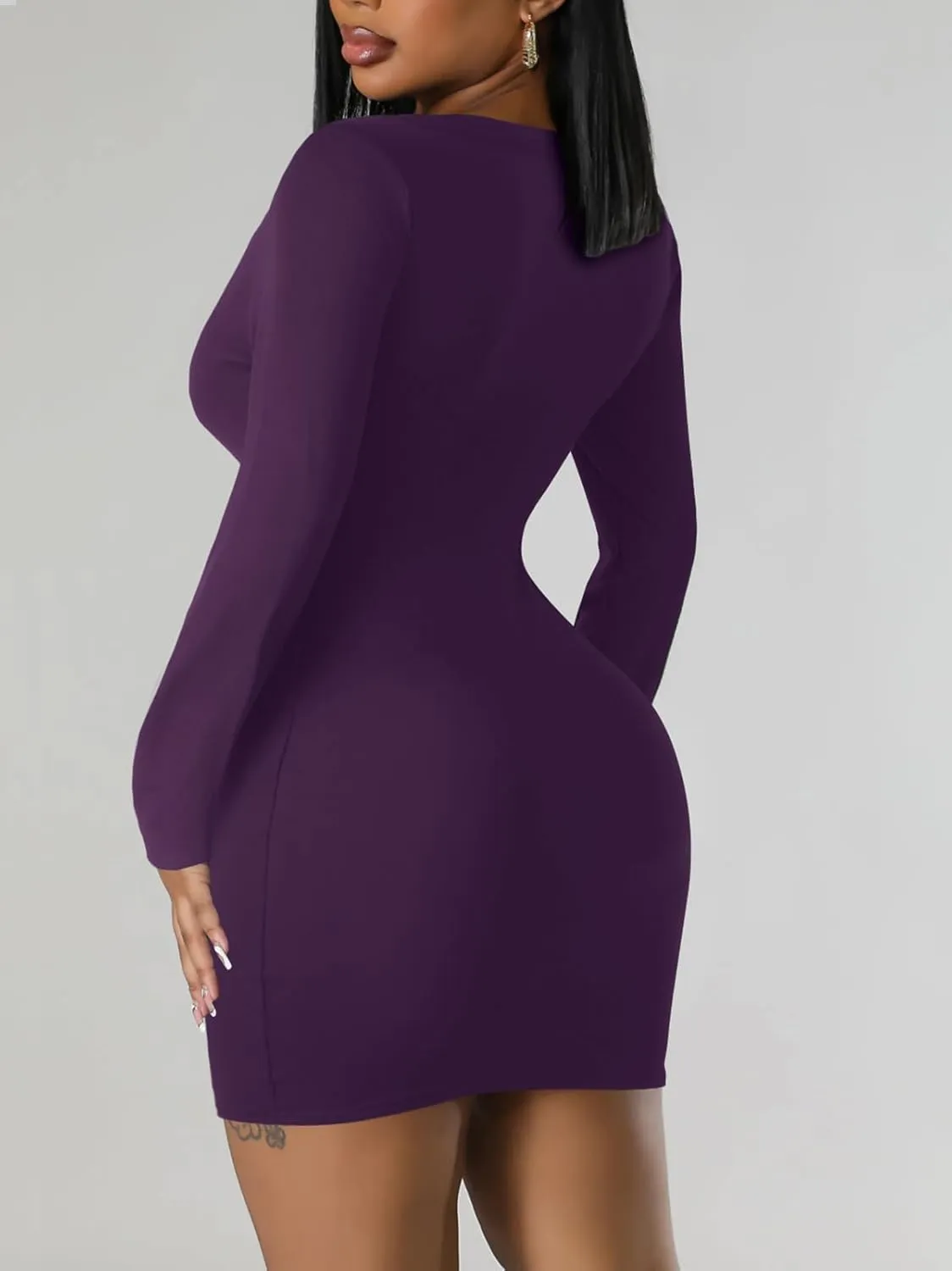 Women's Long Sleeve Bodycon Dress - Mini Spring Fall Club Party Fitted Tight Pencil Dresses