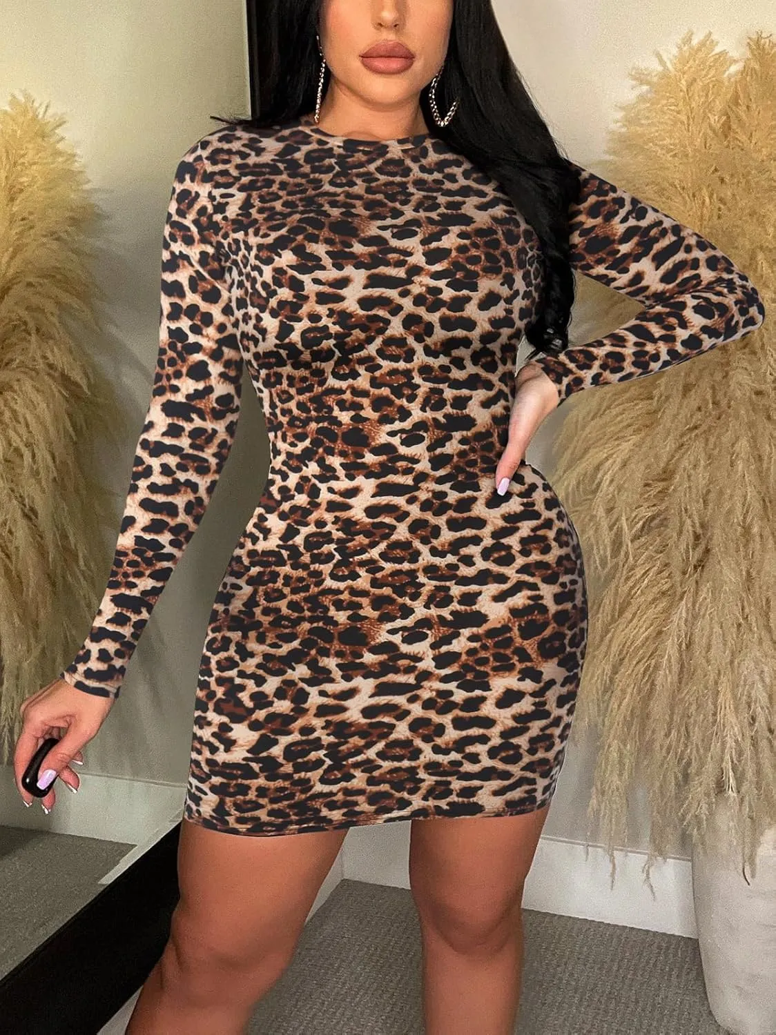 Women's Long Sleeve Bodycon Dress - Mini Spring Fall Club Party Fitted Tight Pencil Dresses