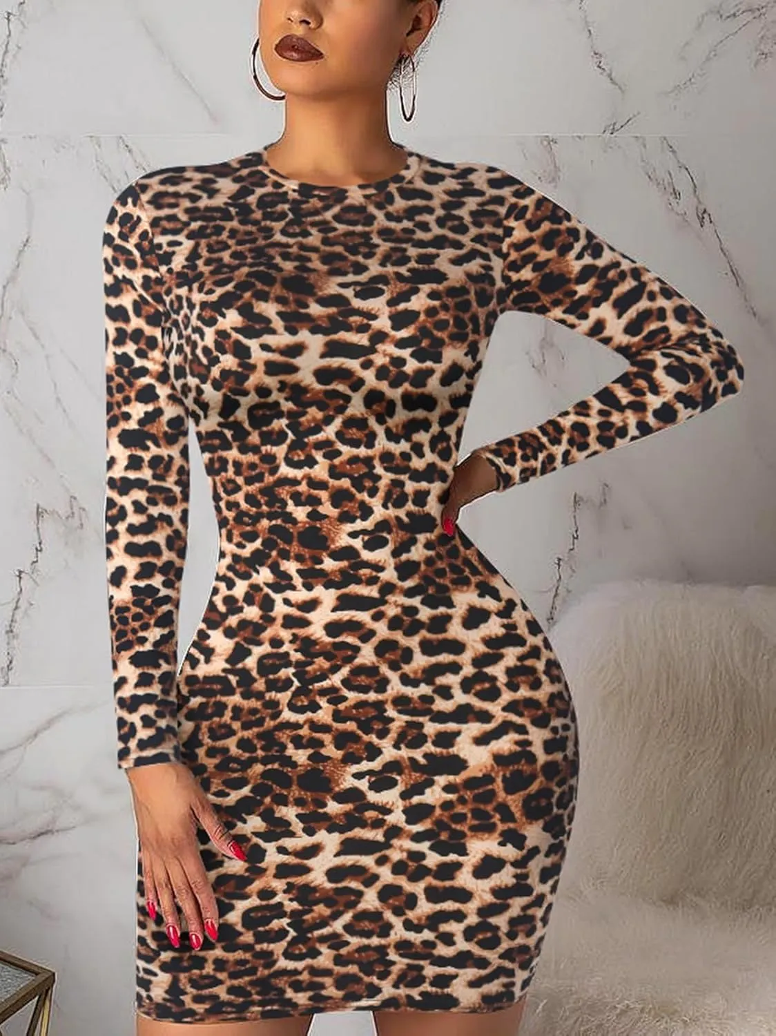 Women's Long Sleeve Bodycon Dress - Mini Spring Fall Club Party Fitted Tight Pencil Dresses
