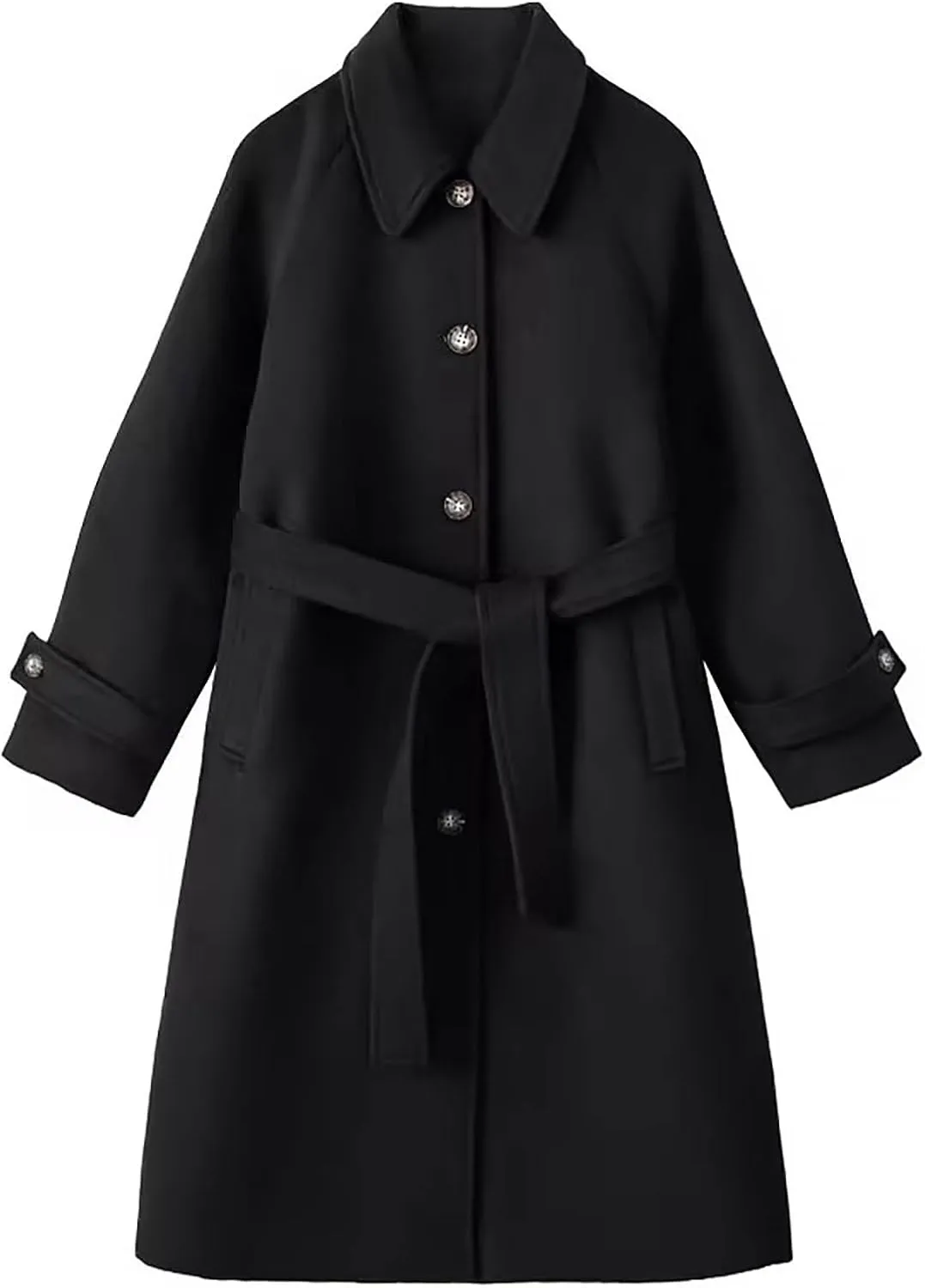 Women's Long Trench Coats Single Breasted Wool Jackets Peacoat Dress Coat Winter Warm Casual Pea Coat Outerwear Jacket