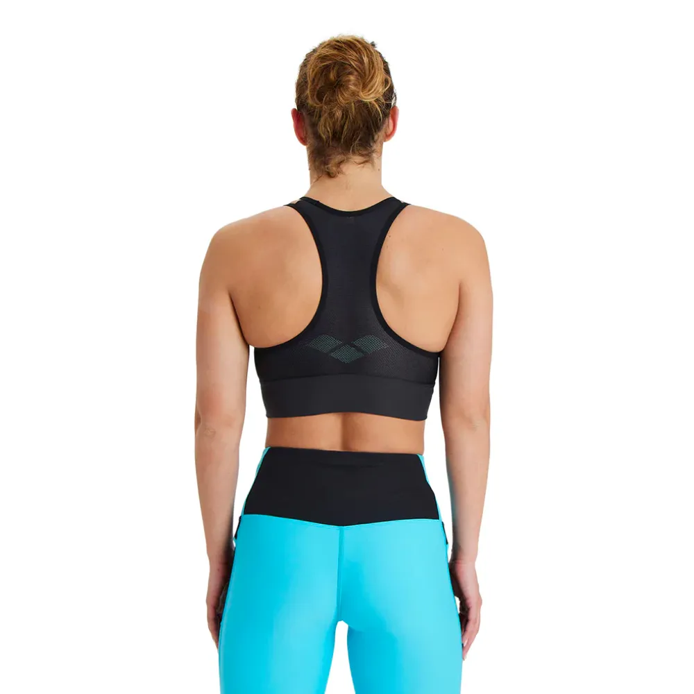 WOMEN'S MESH BACK BRA TOP - BLACK/BLACK
