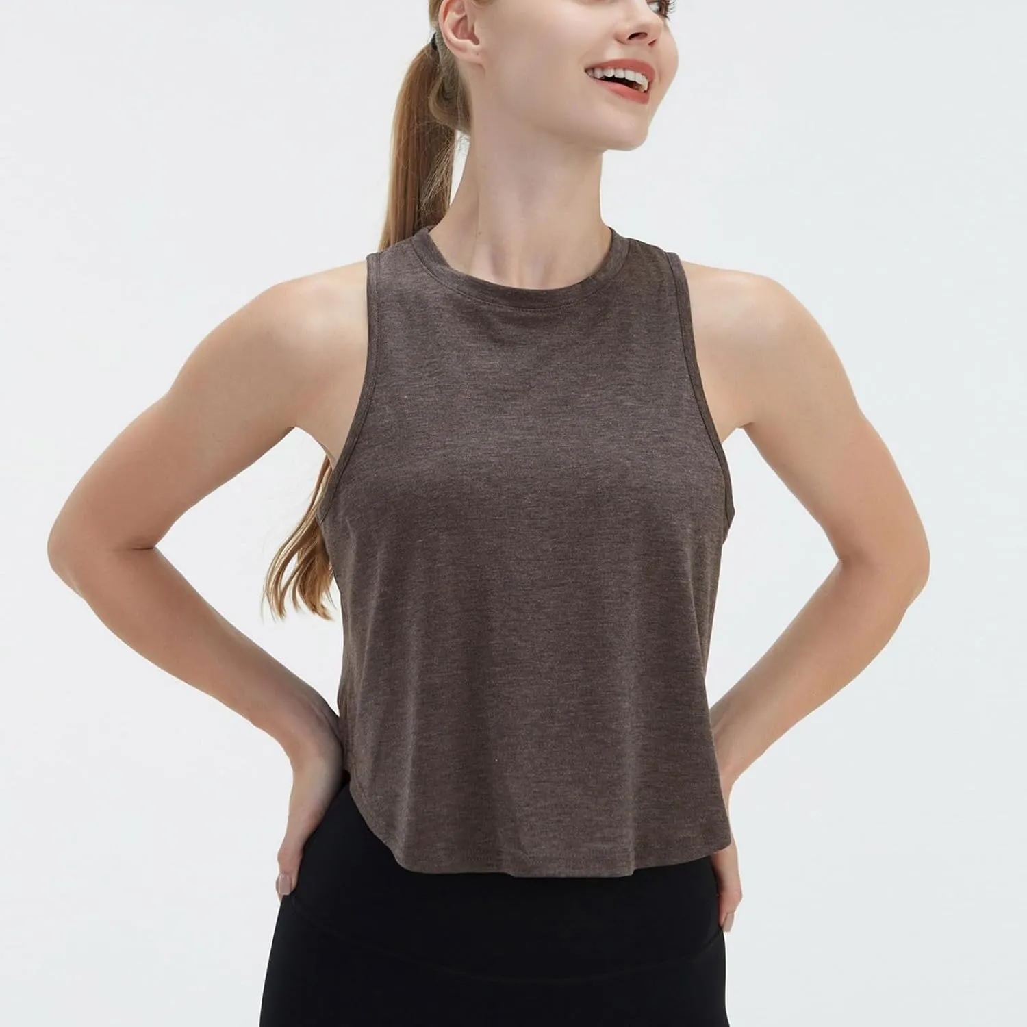 Women's Open Back Workout Tank Tops Trendy Athletic Yoga Blouse Quick-Dry Sleeveless Tees Sports Running Gym Shirts