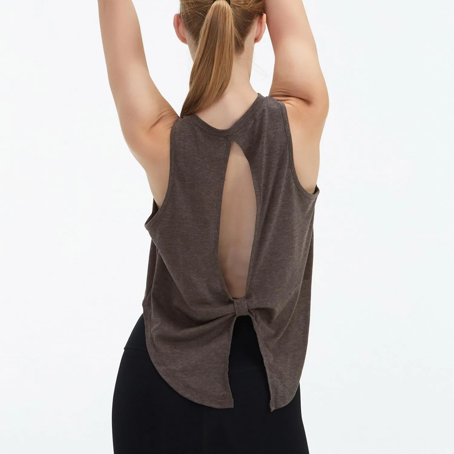 Women's Open Back Workout Tank Tops Trendy Athletic Yoga Blouse Quick-Dry Sleeveless Tees Sports Running Gym Shirts