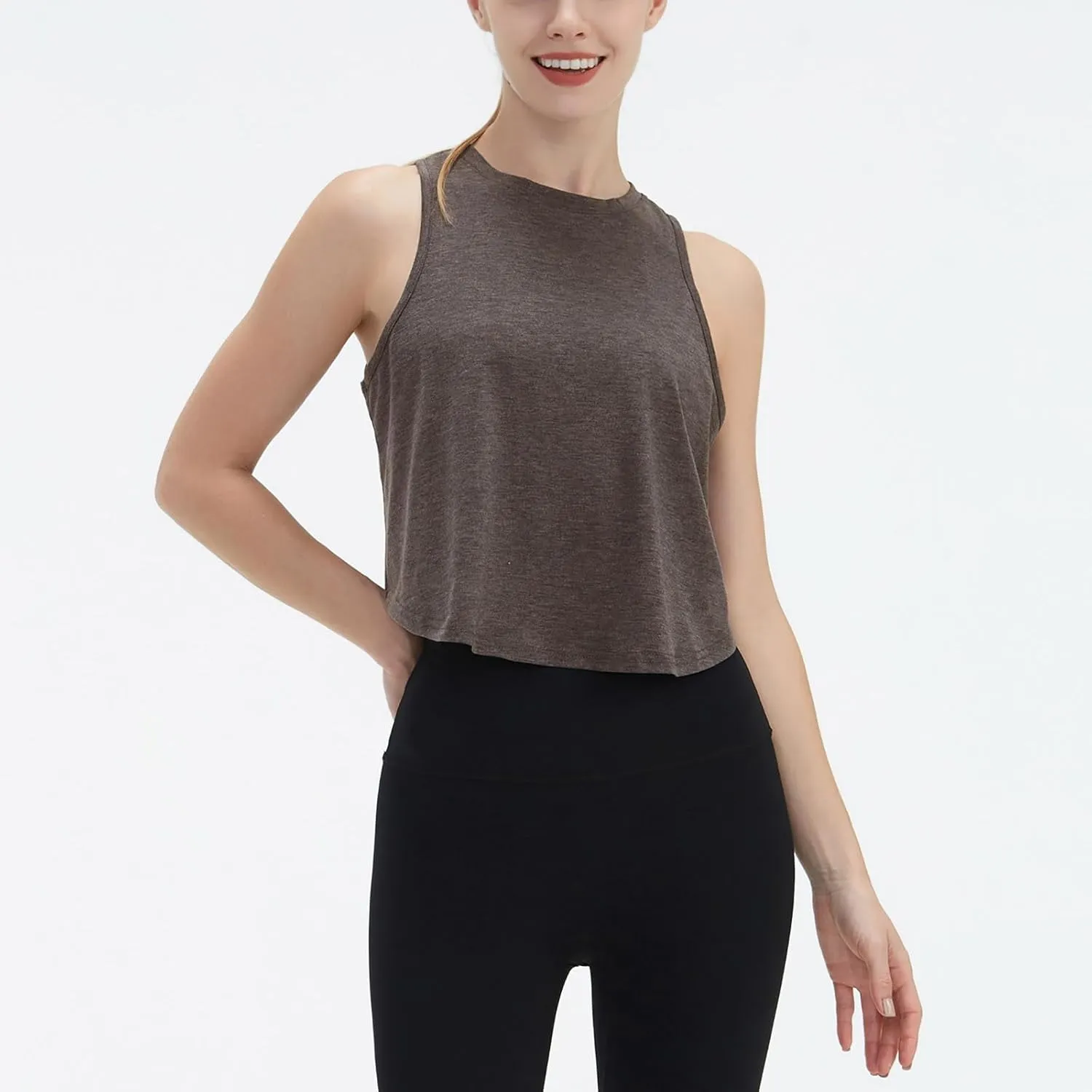 Women's Open Back Workout Tank Tops Trendy Athletic Yoga Blouse Quick-Dry Sleeveless Tees Sports Running Gym Shirts