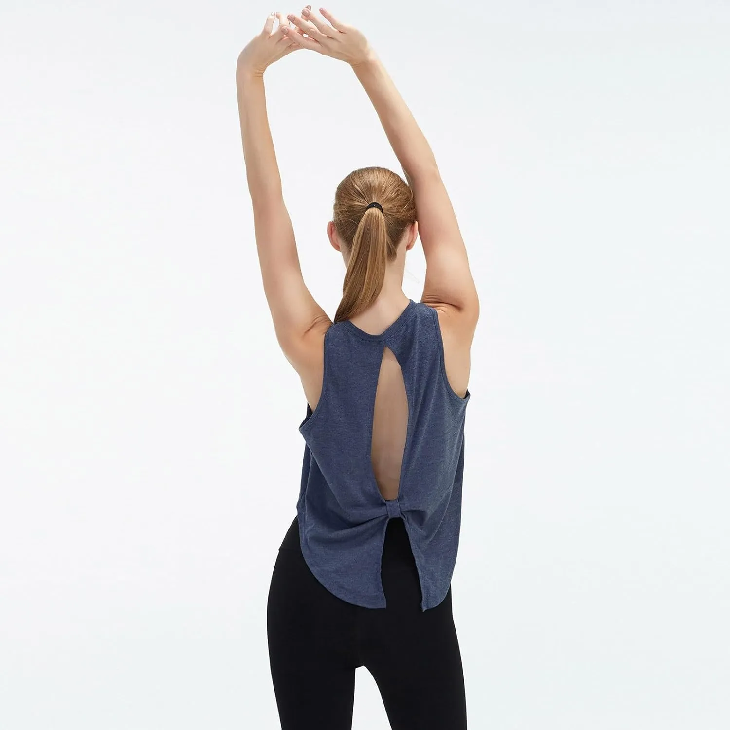 Women's Open Back Workout Tank Tops Trendy Athletic Yoga Blouse Quick-Dry Sleeveless Tees Sports Running Gym Shirts